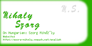 mihaly szorg business card